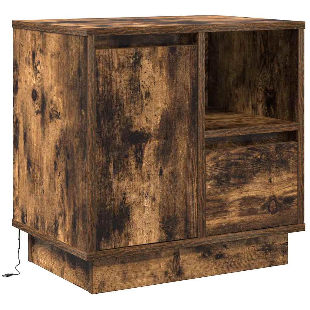 Bedside Cabinet Smoked oak 50 x 34.5 x 50 cm Engineered wood